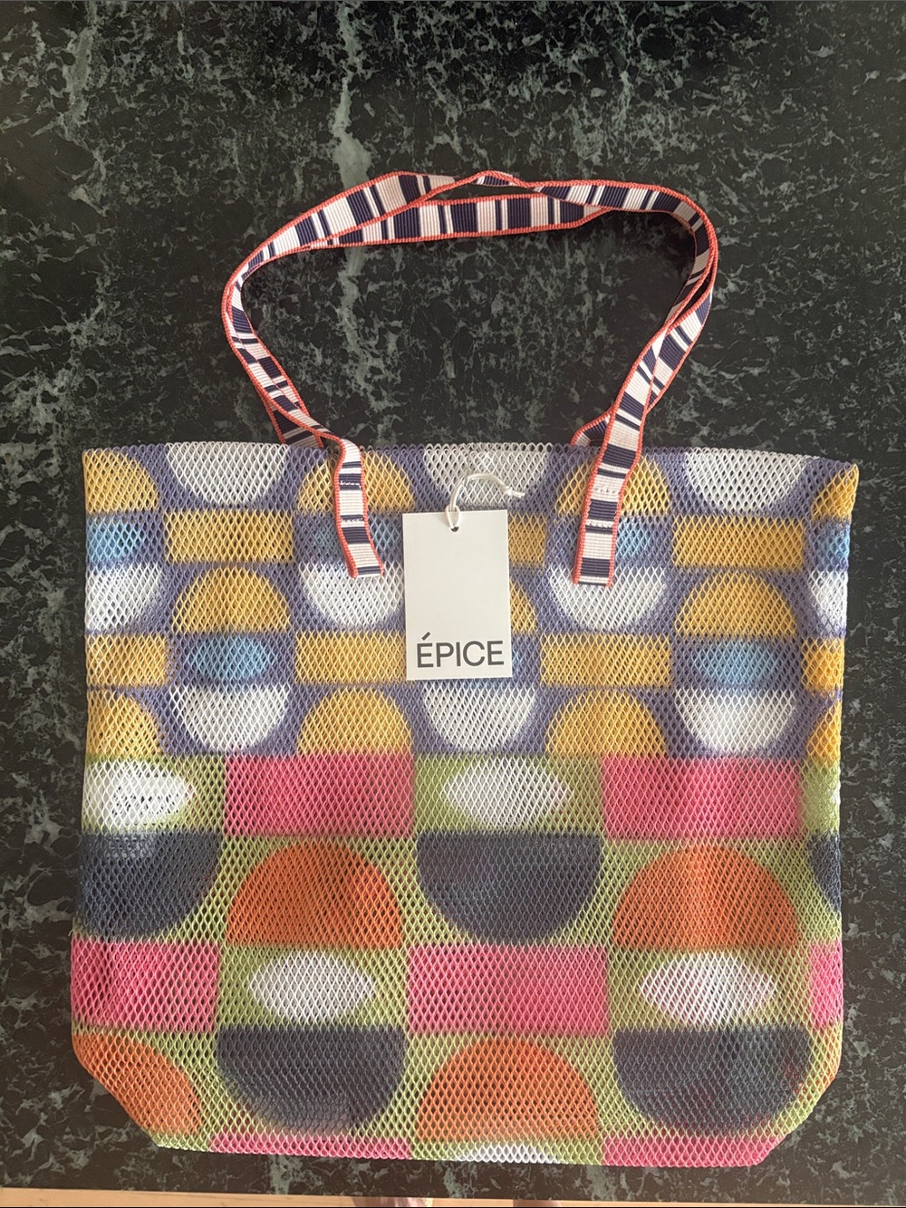 EPICE PARIS Kanpur Olive Multicolor Mesh Tote